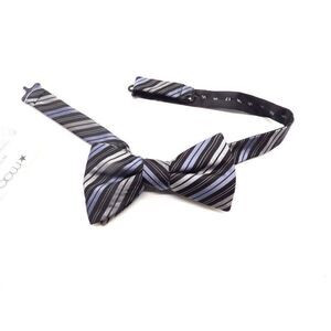 Alfani Men’s Pre-tied Adjustable Bow-tie, Striped, Black/Gray/Lavender
